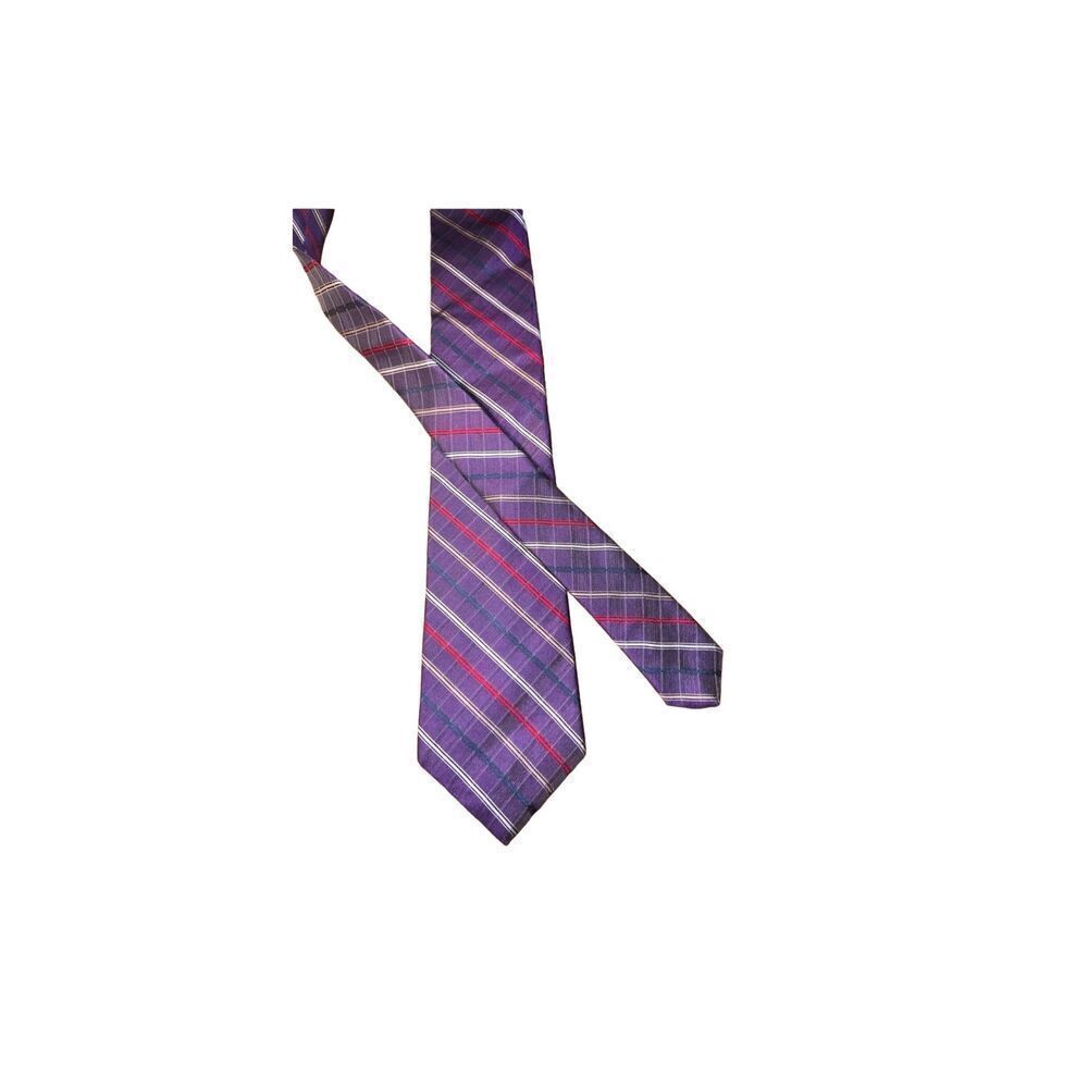 Purple Saint Laurent Striped Handmade Silk Neck Tie
